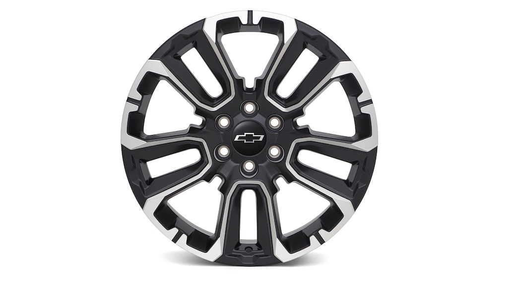 Rin de 22 pulgadas en negro con insertos en aluminio de 5 brazos para tu camioneta Chevrolet Silverado Turbo 2025