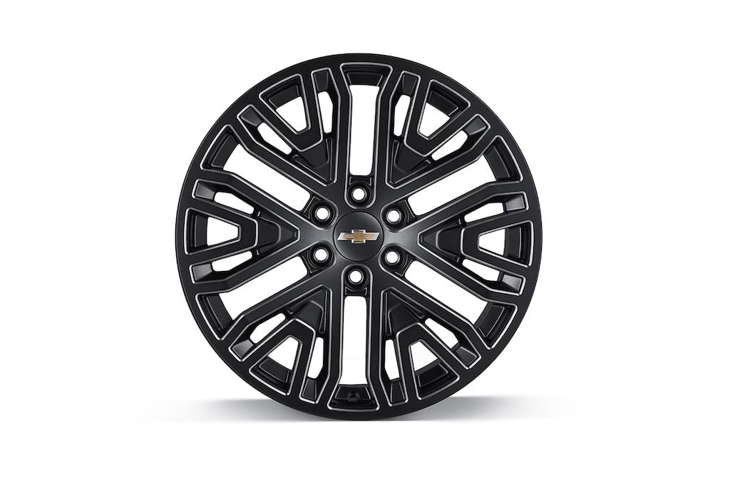 Rin de aluminio de 22 en negro brillante con insertos cromados de 6 brazos para Chevrolet Cheyenne ZR2 BISON 2025, camioneta pickup